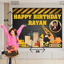 Load image into Gallery viewer, Snow fair Premium Construction Theme backdrop banners for kids Birthday
