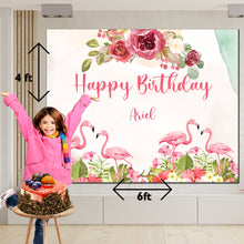Load image into Gallery viewer, Snow fair Premium Flamingo Theme backdrop banners for kids Birthday