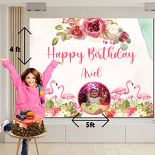 Load image into Gallery viewer, Snow fair Premium Flamingo Theme backdrop banners for kids Birthday