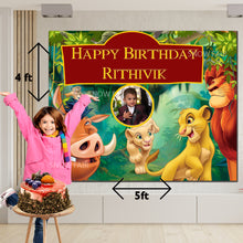 Load image into Gallery viewer, Snow fair Premium Lion king Theme backdrop banners for kids Birthday