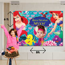 Load image into Gallery viewer, Snow fair premium Mermaid theme Backdrop banner for kids Birthday