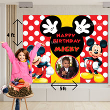 Load image into Gallery viewer, Snow fair Premium Micky mouse Theme backdrop banners for kids Birthday