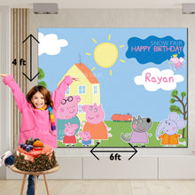 Load image into Gallery viewer, Snow fair Premium Peppa pig Theme backdrop banners for kids Birthday