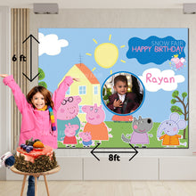 Load image into Gallery viewer, Snow fair Premium Peppa pig Theme backdrop banners for kids Birthday