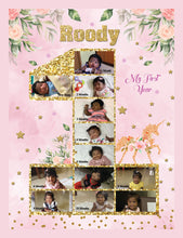 Load image into Gallery viewer, One Year - 12 Months Photo Collage Board - For First Birthday Model - 20 - Made of Wooden MDF board