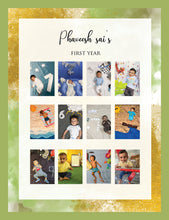 Load image into Gallery viewer, One Year - 12 Months Photo Collage Board - For First Birthday Model - 22 - Made of Wooden MDF board