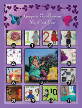 Load image into Gallery viewer, One Year - 12 Months Photo Collage Board - For First Birthday - Butterfly Theme - Made of Wooden MDF board