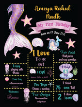 Load image into Gallery viewer, Snow Fair - Mermaid Theme Customized Chalkboard / Milestone Board for Kids Birthday - Made of MDF Wooden Board
