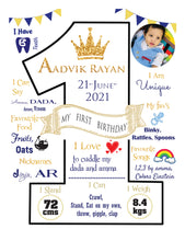 Load image into Gallery viewer, Snow Fair - Baby Prince 1st Birthday Chalkboard / Milestone Board for Kids Birthday Party- Made of MDF Wooden Board