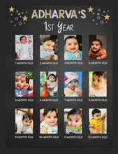Load image into Gallery viewer, One Year - 12 Months Photo Collage Board - For First Birthday Model - 11 - Made of Wooden MDF board