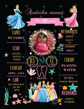 Load image into Gallery viewer, Snow Fair - Disney Princess Theme Customized Chalkboard / Milestone Board for Kids Birthday Party - Made of MDF Wooden Board
