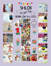 Load image into Gallery viewer, One Year - 12 Months Photo Collage Board - For First Birthday - Cocomelon Theme - Made of Wooden MDF board