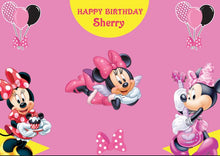 Load image into Gallery viewer, Snow fair premium Minnie Mouse theme Backdrop banner for kids Birthday