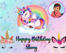 Load image into Gallery viewer, Snow fair premium Unicorn theme Backdrop banner for kids Birthday