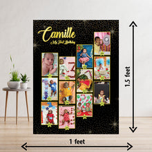 Load image into Gallery viewer, photo collage board,baby collage board ,1 to 12 month baby collage ,collage board in wooden,wall hanging baby photo,theme collage board, customized collage board,free delivery,online combo,combo kit for adults,kids,womens,delivery all over India, budget friendly, elite party decors, surprise party decor,indoor and outdoor party decors