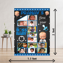 Load image into Gallery viewer, photo collage board,baby collage board ,1 to 12 month baby collage ,collage board in wooden,wall hangind baby photo,theme collage board, customized collage board,free delivery,online combo,combo kit for adults,kids,womens,delivery all over india,budget friendly,elite party decors,surprise party decor,indoor and outdoor party decors