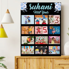 Load image into Gallery viewer, photo collage board,baby collage board ,1 to 12 month baby collage ,collage board in wooden,wall hanging baby photo,theme collage board, customized collage board,free delivery,online combo,combo kit for adults,kids,womens,delivery all over India, budget friendly, elite party decors, surprise party decor,indoor and outdoor party decors