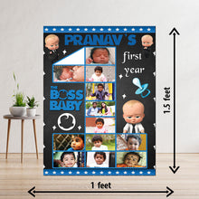Load image into Gallery viewer, photo collage board,baby collage board ,1 to 12 month baby collage ,collage board in wooden,wall hangind baby photo,theme collage board, customized collage board,free delivery,online combo,combo kit for adults,kids,womens,delivery all over india,budget friendly,elite party decors,surprise party decor,indoor and outdoor party decors