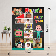 Load image into Gallery viewer, photo collage board,baby collage board ,1 to 12 month baby collage ,collage board in wooden,wall hanging baby photo,theme collage board, customized collage board,free delivery,online combo,combo kit for adults,kids,womens,delivery all over India, budget friendly, elite party decors, surprise party decor,indoor and outdoor party decors