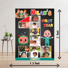 Load image into Gallery viewer, photo collage board,baby collage board ,1 to 12 month baby collage ,collage board in wooden,wall hanging baby photo,theme collage board, customized collage board,free delivery,online combo,combo kit for adults,kids,womens,delivery all over India, budget friendly, elite party decors, surprise party decor,indoor and outdoor party decors