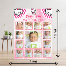 Load image into Gallery viewer, photo collage board,baby collage board ,1 to 12 month baby collage ,collage board in wooden,wall hanging baby photo,theme collage board, customized collage board,free delivery,online combo,combo kit for adults,kids,womens,delivery all over India, budget friendly, elite party decors, surprise party decor,indoor and outdoor party decors