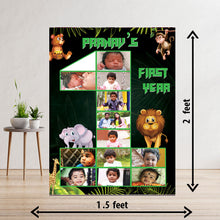 Load image into Gallery viewer, photo collage board,baby collage board ,1 to 12 month baby collage ,collage board in wooden,wall hangind baby photo,theme collage board, customized collage board,free delivery,online combo,combo kit for adults,kids,womens,delivery all over india,budget friendly,elite party decors,surprise party decor,indoor and outdoor party decors