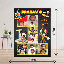 Load image into Gallery viewer, photo collage board,baby collage board ,1 to 12 month baby collage ,collage board in wooden,wall hanging baby photo,theme collage board, customized collage board,free delivery,online combo,combo kit for adults,kids,womens,delivery all over India, budget friendly, elite party decors, surprise party decor,indoor and outdoor party decors