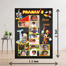 Load image into Gallery viewer, photo collage board,baby collage board ,1 to 12 month baby collage ,collage board in wooden,wall hanging baby photo,theme collage board, customized collage board,free delivery,online combo,combo kit for adults,kids,womens,delivery all over India, budget friendly, elite party decors, surprise party decor,indoor and outdoor party decors