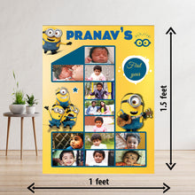Load image into Gallery viewer, photo collage board,baby collage board ,1 to 12 month baby collage ,collage board in wooden,wall hanging baby photo,theme collage board, customized collage board,free delivery,online combo,combo kit for adults,kids,womens,delivery all over India, budget friendly, elite party decors, surprise party decor,indoor and outdoor party decors