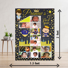 Load image into Gallery viewer, One Year - 12 Months Photo Collage Board - For First Birthday - Twinkle Twinkle Little Star Theme - Made of Wooden MDF board