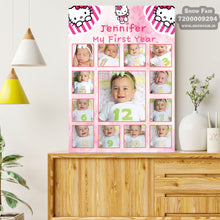 Load image into Gallery viewer, photo collage board,baby collage board ,1 to 12 month baby collage ,collage board in wooden,wall hanging baby photo,theme collage board, customized collage board,free delivery,online combo,combo kit for adults,kids,womens,delivery all over India, budget friendly, elite party decors, surprise party decor,indoor and outdoor party decors