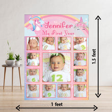 Load image into Gallery viewer, photo collage board,baby collage board ,1 to 12 month baby collage ,collage board in wooden,wall hanging baby photo,theme collage board, customized collage board,free delivery,online combo,combo kit for adults,kids,womens,delivery all over India, budget friendly, elite party decors, surprise party decor,indoor and outdoor party decors