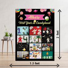 Load image into Gallery viewer, photo collage board,baby collage board ,1 to 12 month baby collage ,collage board in wooden,wall hangind baby photo,theme collage board, customized collage board,free delivery,online combo,combo kit for adults,kids,womens,delivery all over india,budget friendly,elite party decors,surprise party decor,indoor and outdoor party decors