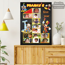 Load image into Gallery viewer, photo collage board,baby collage board ,1 to 12 month baby collage ,collage board in wooden,wall hanging baby photo,theme collage board, customized collage board,free delivery,online combo,combo kit for adults,kids,womens,delivery all over India, budget friendly, elite party decors, surprise party decor,indoor and outdoor party decors