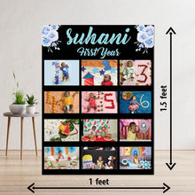 Load image into Gallery viewer, photo collage board,baby collage board ,1 to 12 month baby collage ,collage board in wooden,wall hanging baby photo,theme collage board, customized collage board,free delivery,online combo,combo kit for adults,kids,womens,delivery all over India, budget friendly, elite party decors, surprise party decor,indoor and outdoor party decors