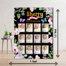 Load image into Gallery viewer, One Year - 12 Months Photo Collage Board - For First Birthday - Butterfly Theme - Made of Wooden MDF board
