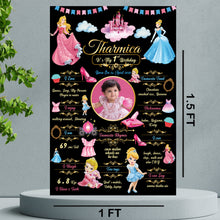 Load image into Gallery viewer, Snow Fair - Princess Theme Chalkboard / Milestone Board for Kids Birthday Party- Made of MDF Wooden Board