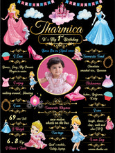 Load image into Gallery viewer, Snow Fair - Princess Theme Chalkboard / Milestone Board for Kids Birthday Party- Made of MDF Wooden Board