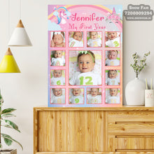 Load image into Gallery viewer, photo collage board,baby collage board ,1 to 12 month baby collage ,collage board in wooden,wall hanging baby photo,theme collage board, customized collage board,free delivery,online combo,combo kit for adults,kids,womens,delivery all over India, budget friendly, elite party decors, surprise party decor,indoor and outdoor party decors