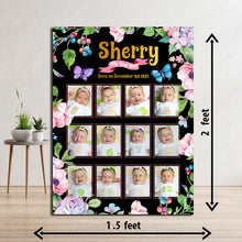 Load image into Gallery viewer, One Year - 12 Months Photo Collage Board - For First Birthday - Butterfly Theme - Made of Wooden MDF board