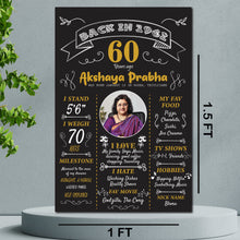 Load image into Gallery viewer, Crafted from high-quality MDF wooden board, this milestone board offers a creative way to commemorate your journey through six decades of life