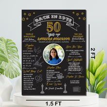 Load image into Gallery viewer, Crafted from high-quality MDF wooden board, this personalized milestone board offers a unique way to capture and display memories from the past five decades