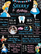 Load image into Gallery viewer, Alice in Wonderland Themed Chalkboard for Kids' Birthday Party Decoration