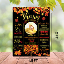 Load image into Gallery viewer, Personalize it with your name, age, and memorable moments to create a cherished keepsake that captures the essence of the autumn season.
