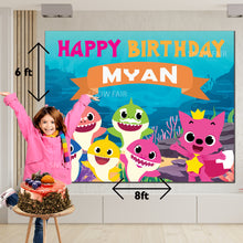 Load image into Gallery viewer, Snow fair Premium Baby shark Theme backdrop banners for kids Birthday