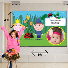 Load image into Gallery viewer, GET THE BEST OF BEN & HOLLY 6*4 BIRTHDAY BACKDROP DECORATIONS AND HAPPY BITHRTHDAY BANNER AND THEME BANNERS ,1ST BIRTHDAY DECORATIONS SIMPLE BIRTHDAY DECORATIONS AT HOME ONLINE FROM OUR STORES.BEN & HOLLY BACKDROP BANNERS.HAPPY BIRTHDAY BANNER ALL OVER INDIA.