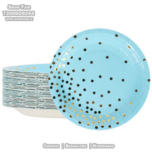 Load image into Gallery viewer, Snow Fair Premium Blue and Gold Party Supplies Birthday Party Decorations Blue Disposable Tableware Set - Paper Cups Plates Straws Table Cloth Birthday Party Decor for kids and adults, Express Delivery All Over India . Book Online at the Best Discounted Offer Price, Budget Friendly, Elite Party Decors, Surprise Party Decors, Indoor and Outdoor Party Decor