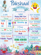 Load image into Gallery viewer, Snow Fair - Baby Shark Theme Customized Chalkboard / Milestone Board for Kids Birthday Party - Made of MDF Wooden Board