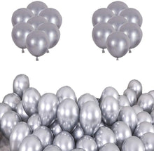 Load image into Gallery viewer, Premium Metallic SILVER Balloons for Birthday party and all occasions. Express delivery all over india Book online at the best discounted offer price. SILVER balloon decoration for birthday , SILVER balloon decoration , SILVER metallic balloons , SILVER balloon decoration, budget friendly, elite party decors, surprise party decors, indoor and outdoor party decor