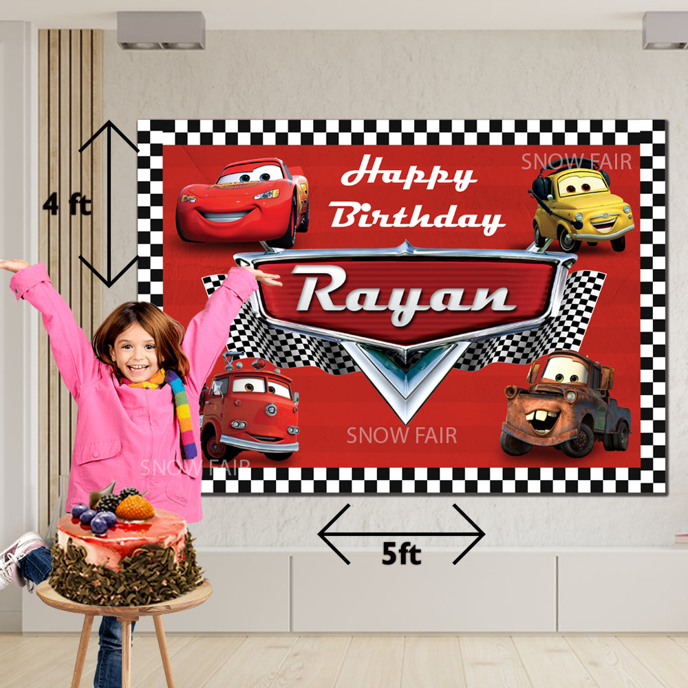 Car Tire Pattern Round Happy Birthday Backdrop Kit main image 0